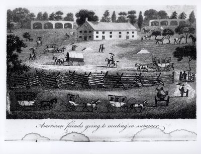 サトクリフ、1811年の「1804年、1805年、1806年の北アメリカの一部地域での旅行」から、夏に会議に行くアメリカ人の友人 作： American School